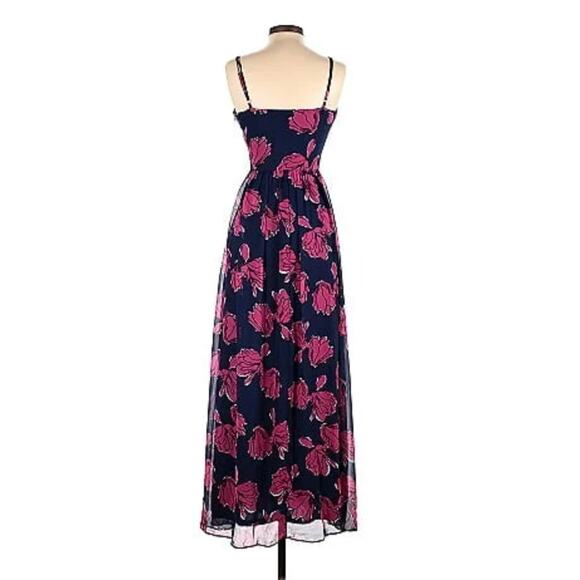 ModCloth Women's Navy and Pink Floral‎ Liza Luxe Dress XL Flattering Maxi Event - Picture 2 of 10